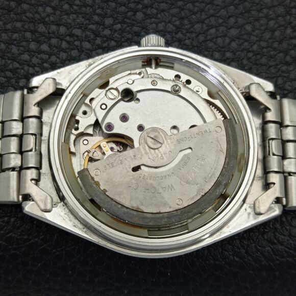 Vintage 1987 Citizen Automatic Mens Silver Watch W/daydate & Blue accents - Picture 10 of 10